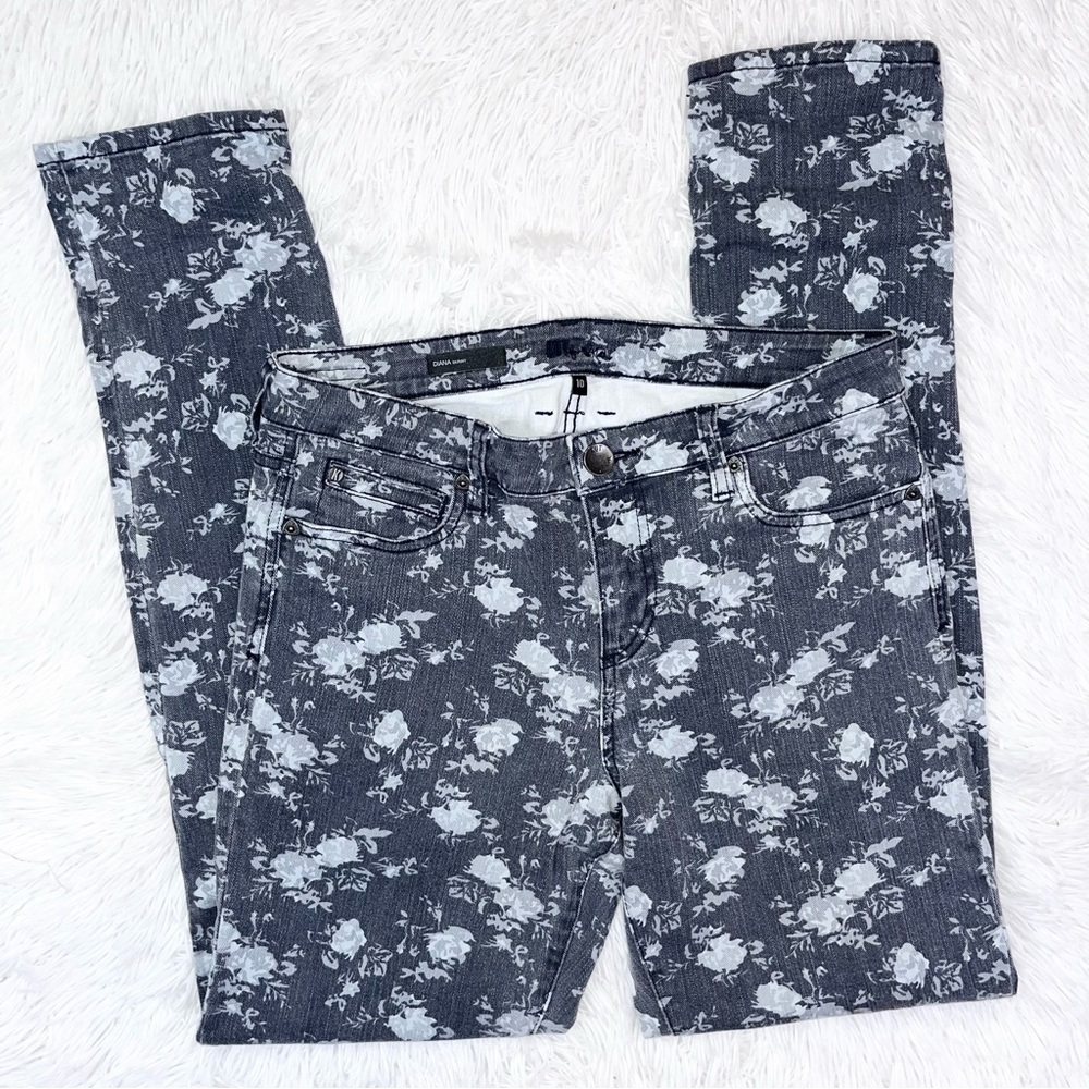 KUT FROM THE KLOTH Women’s Diana Grey Floral Skinny Fit Jeans 10
